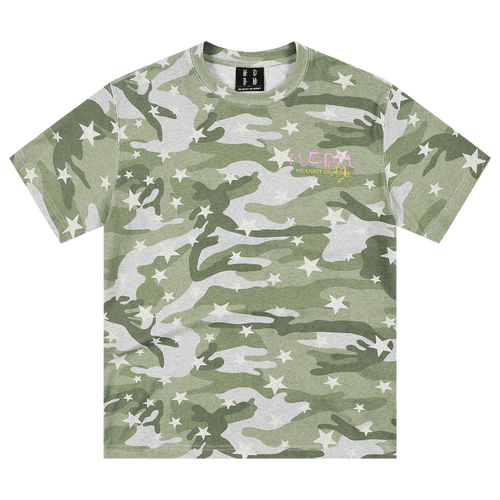 MEDM camouflage star full graffiti logo casual round neck T-shirt American retro skin friendly comfortable loose short sleeved shirt