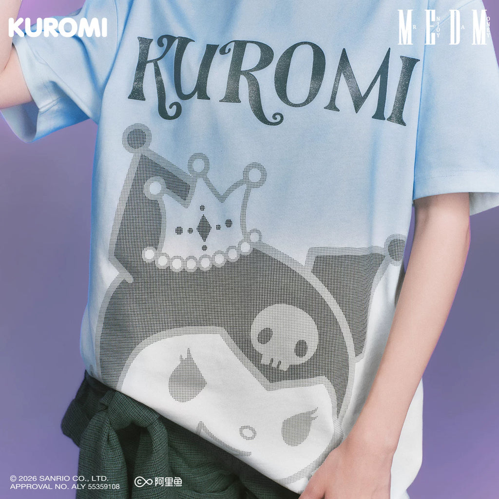 MEDM × Sanrio Family Series Sparkling Pink Gradient Cool Lomi Pattern Casual Round Neck Short Sleeve Couple T-shirt Summer