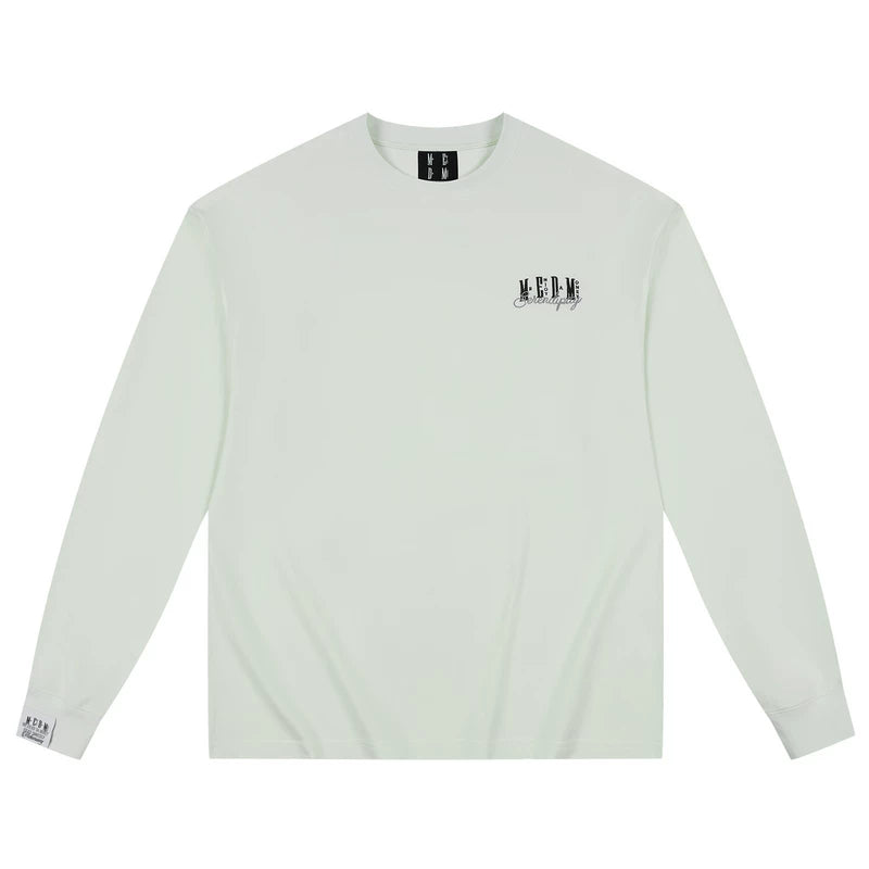 MEDM solid color sterile letter logo round neck casual long sleeved T-shirt basic versatile couple base shirt top autumn