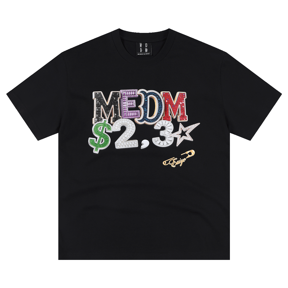 MEDM 珠宝字母热固油印花休闲短袖美式街头索罗娜凉感防晒情侣T恤