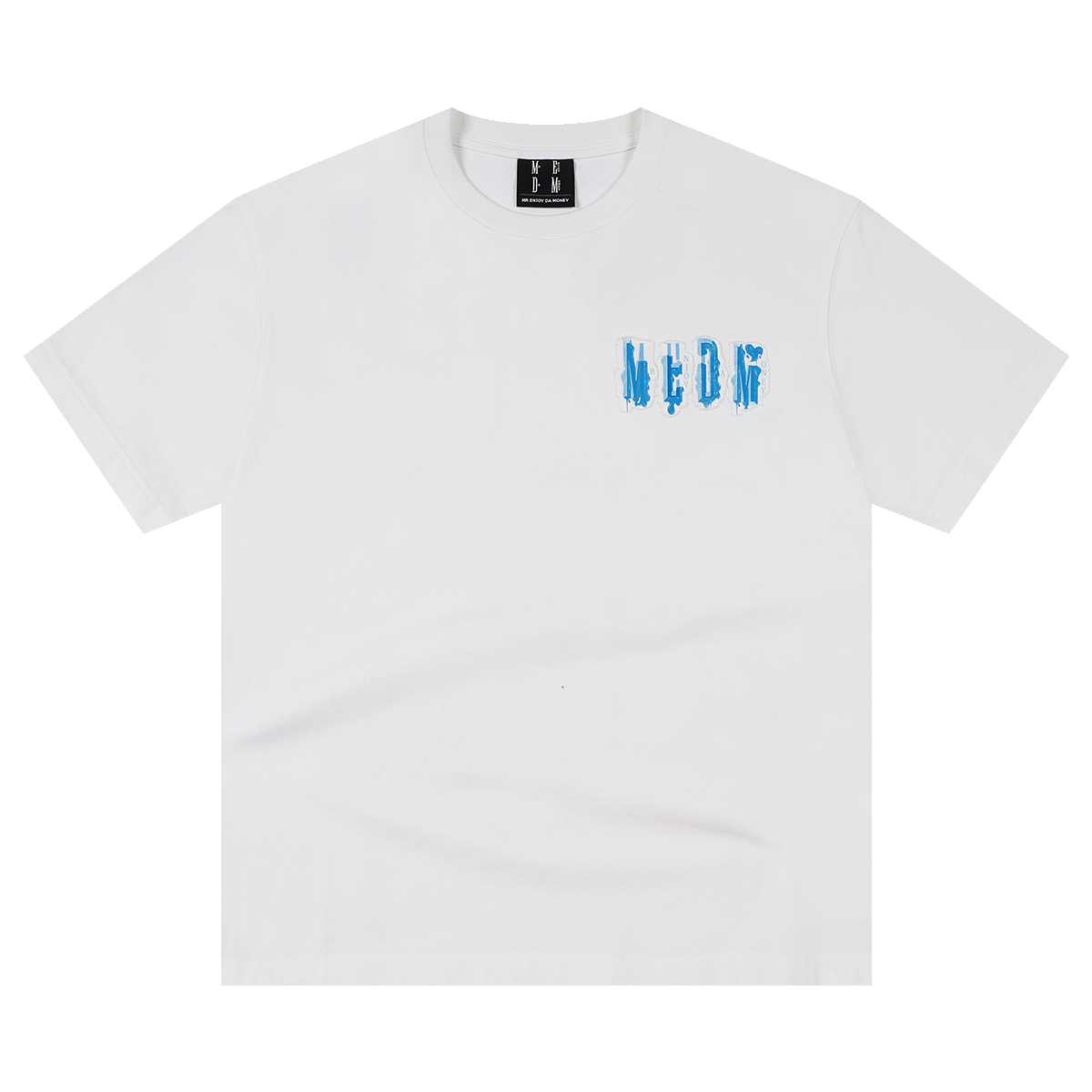 MEDM MELTING ICE Patchwork Letter Printed Casual Round Neck Short Sleeve American Trendy Versatile Couple T-shirt
