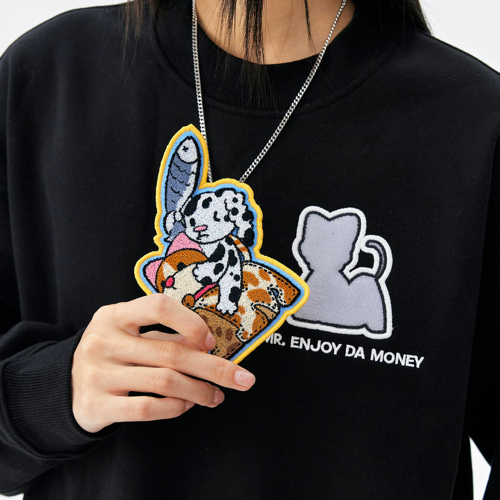 MEDM Meow vs. Woof Velcro Solid Color Simple Casual Round Neck Hoodie Trendy Versatile Couple Top Spring