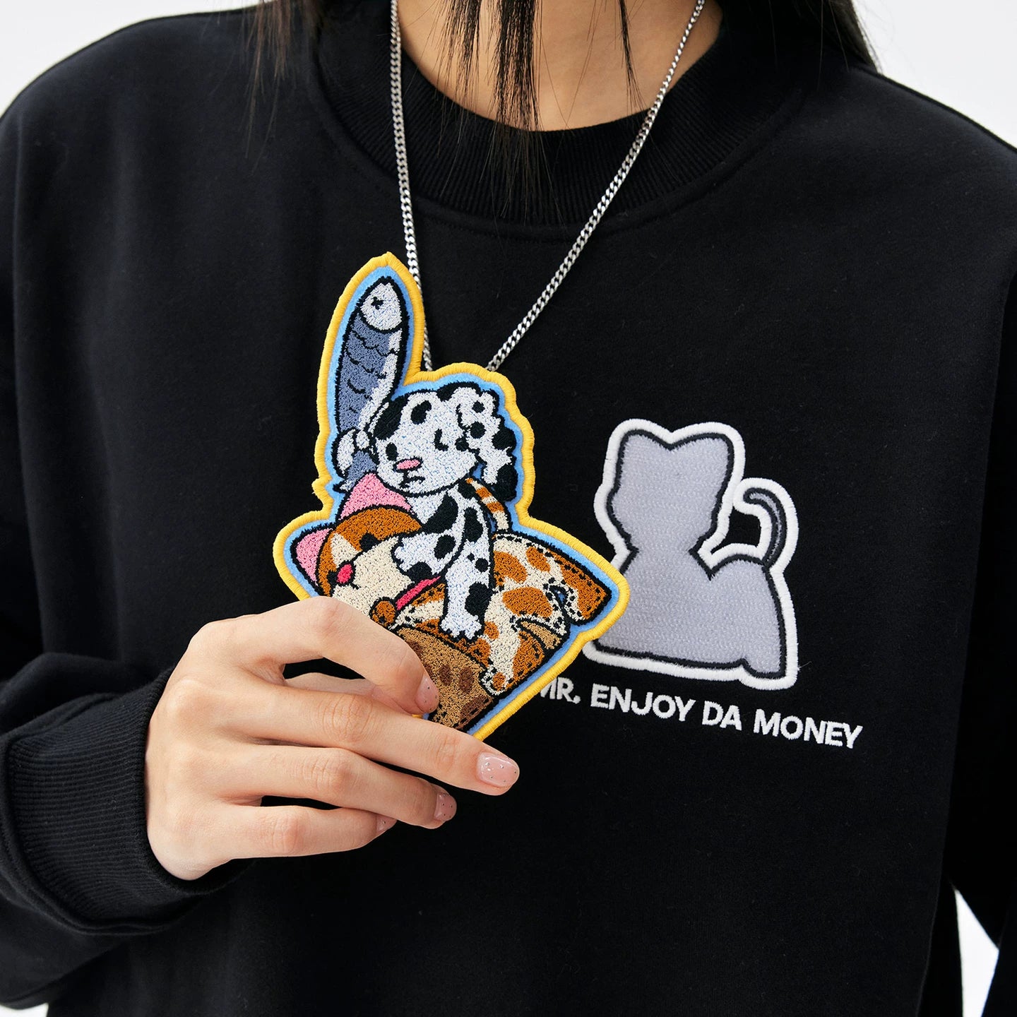 MEDM Meow vs. Woof Velcro Solid Color Simple Casual Round Neck Hoodie Trendy Versatile Couple Top Spring