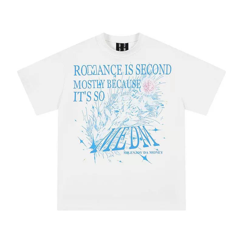 Zhang Guiyuan's same MEDM crystal rose short sleeved T-shirt for men and women, summer trend loose couple T-shirt