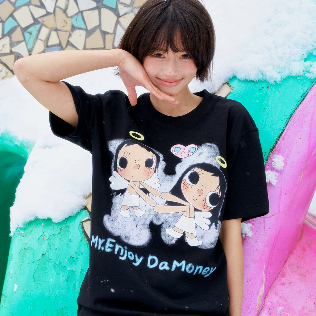 MEDM × YUY Jade Collaboration - Angel Printed Love Embroidered Casual Round Neck Short Sleeve Summer Cute Loose T-shirt