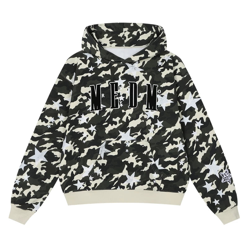 MEDM personalized leopard print camouflage casual hooded sweatshirt for autumn and winter American commuting men's and women's loose hoodies