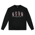 MEDM small flower embroidered logo round neck casual long sleeved T-shirt American simple and versatile couple loose top for autumn and winter