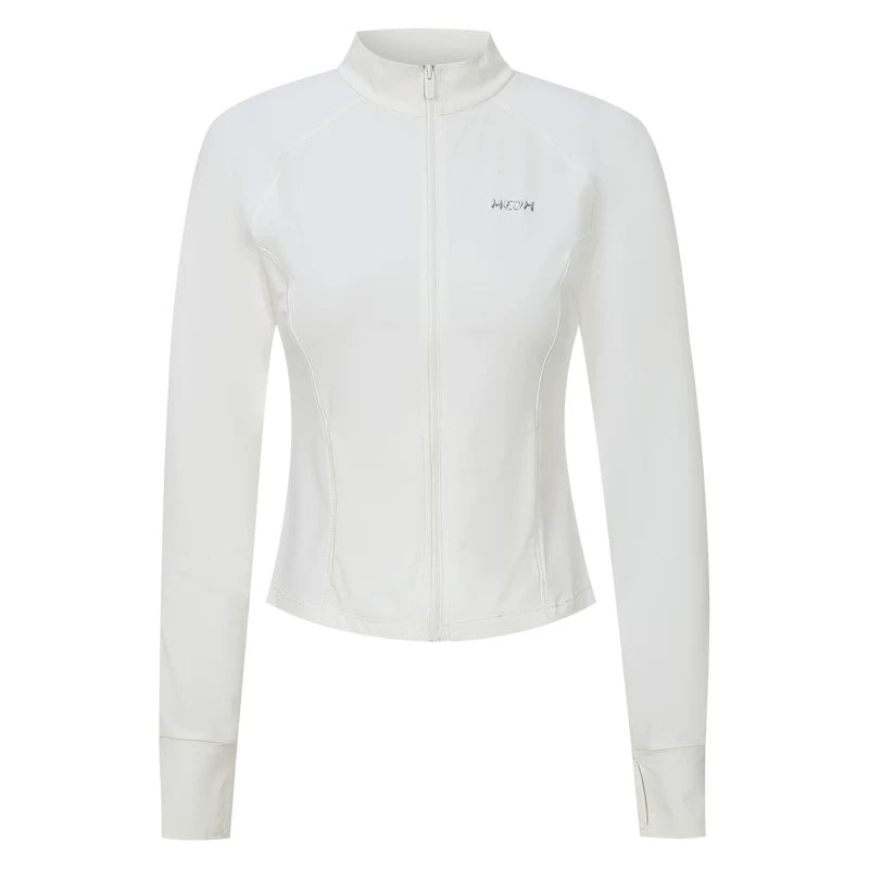 MEDM solid color stand up collar slim fit short casual sunscreen jacket, simple and versatile, commuting slimming and lightweight aerobic top, summer