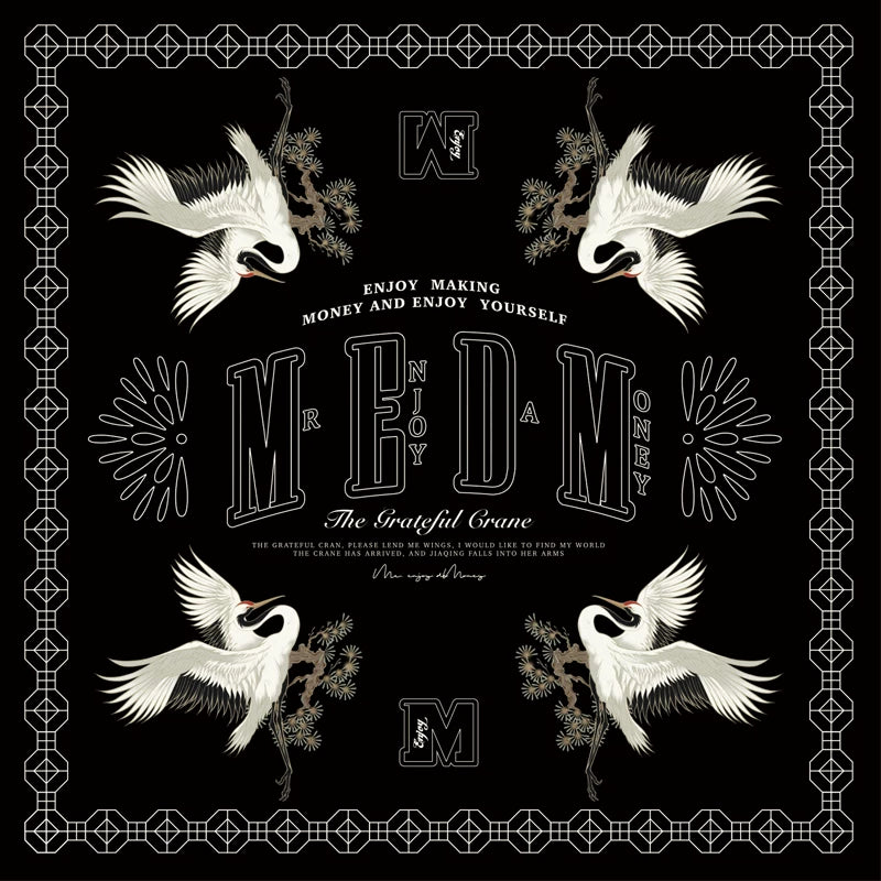 MEDM Crane Series Square Scarf Sunscreen Silk Scarf unisex Autumn American Hip Hop Versatile Fashion Headband Trendy