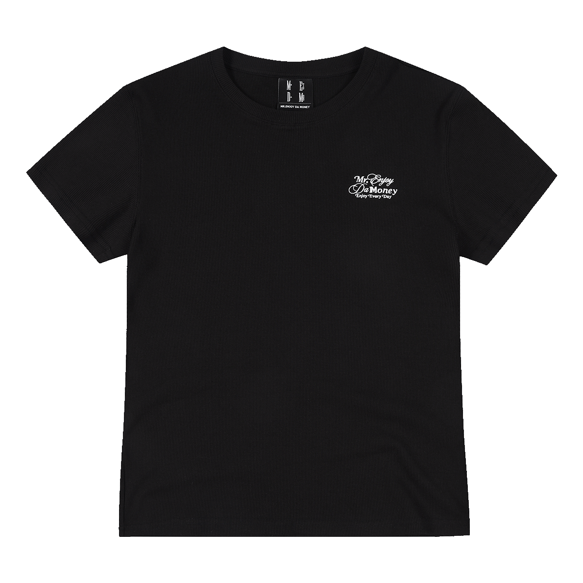 MEDM letter embroidery slim fit basic loose round neck short sleeved trendy heavyweight breathable versatile casual T-shirt
