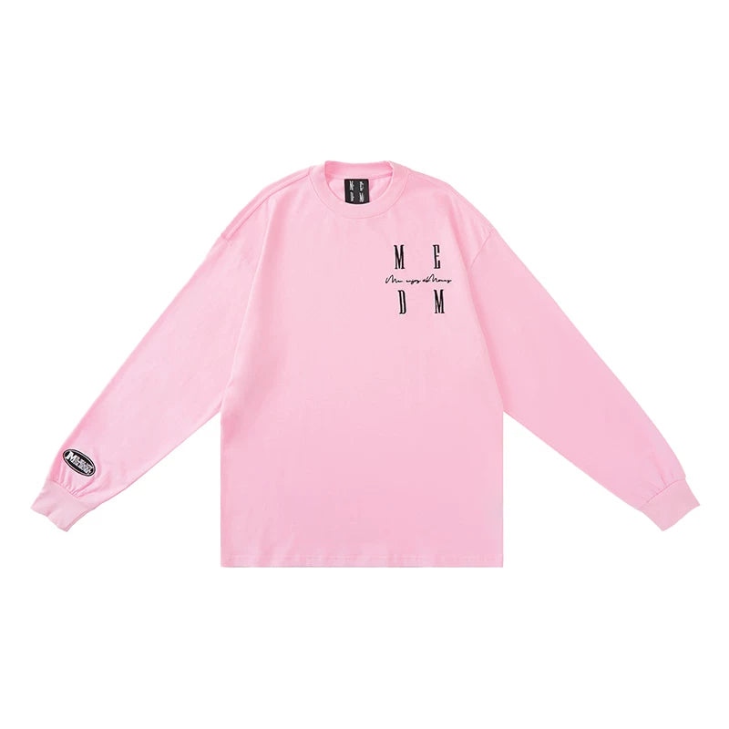 MEDM long sleeve embroidered T-shirt China-Chic brand LOGO top Wang Hedi's same spring and autumn loose T-shirt