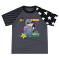 MEDMxYAD co branded cat and dog battle print pattern shoulder T-shirt cute letters three-dimensional loose short sleeved women