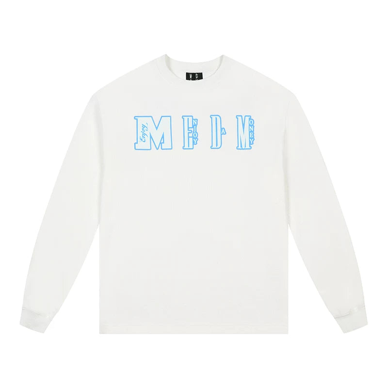 MEDM Waffle round neck sweatshirt for men in autumn, new American fashion brand retro loose fit, versatile for couples, casual long sleeved