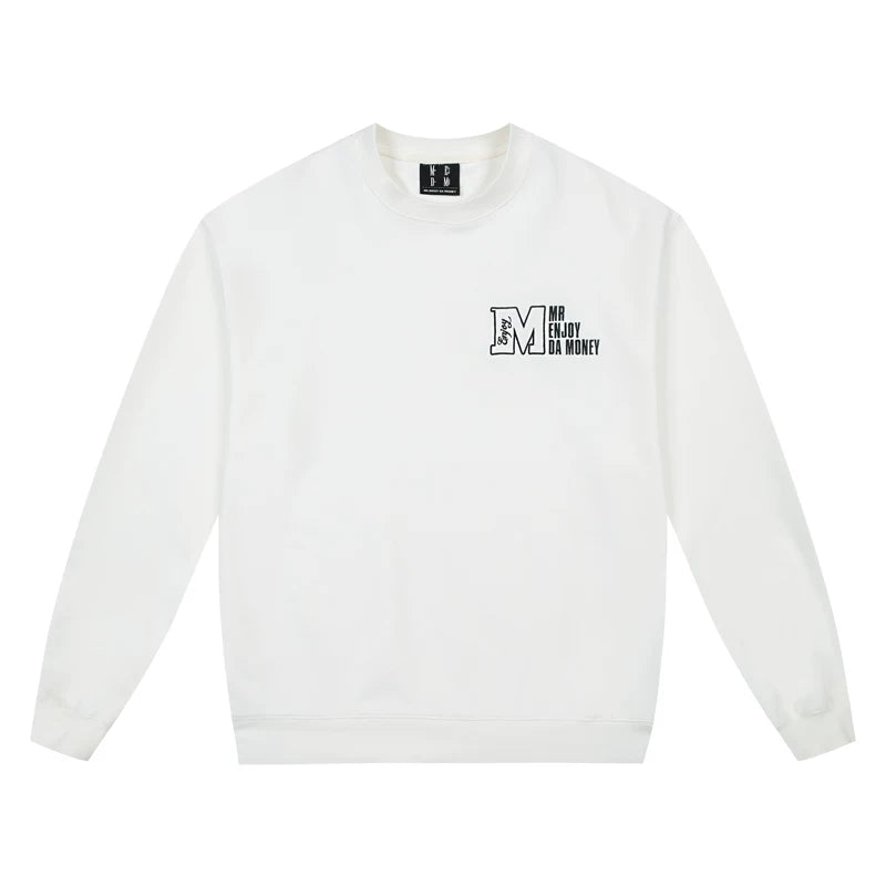 MEDM25SS embroidered suede hoodie men's spring and autumn trendy brand American casual simple round neck pullover top
