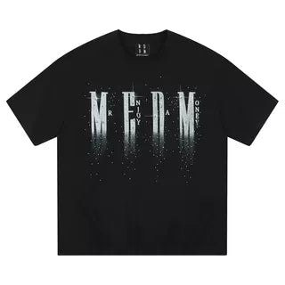 MEDM26SSLOGO Flash Hot Diamond Short Sleeve Men's High end Feeling Pi Shuai Trendy Brand Summer T-shirt Women's Retro T-shirt