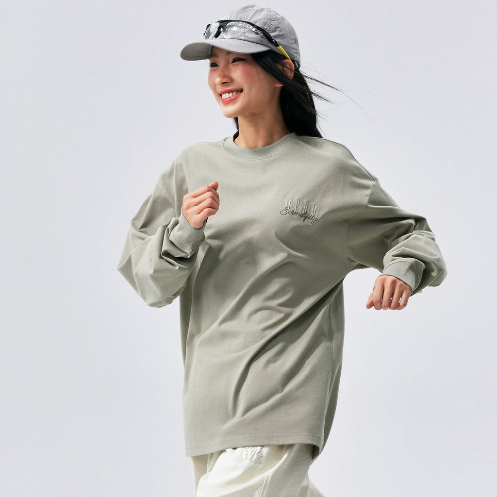 MEDM solid color sterile letter logo round neck casual long sleeved T-shirt basic versatile couple base shirt top autumn