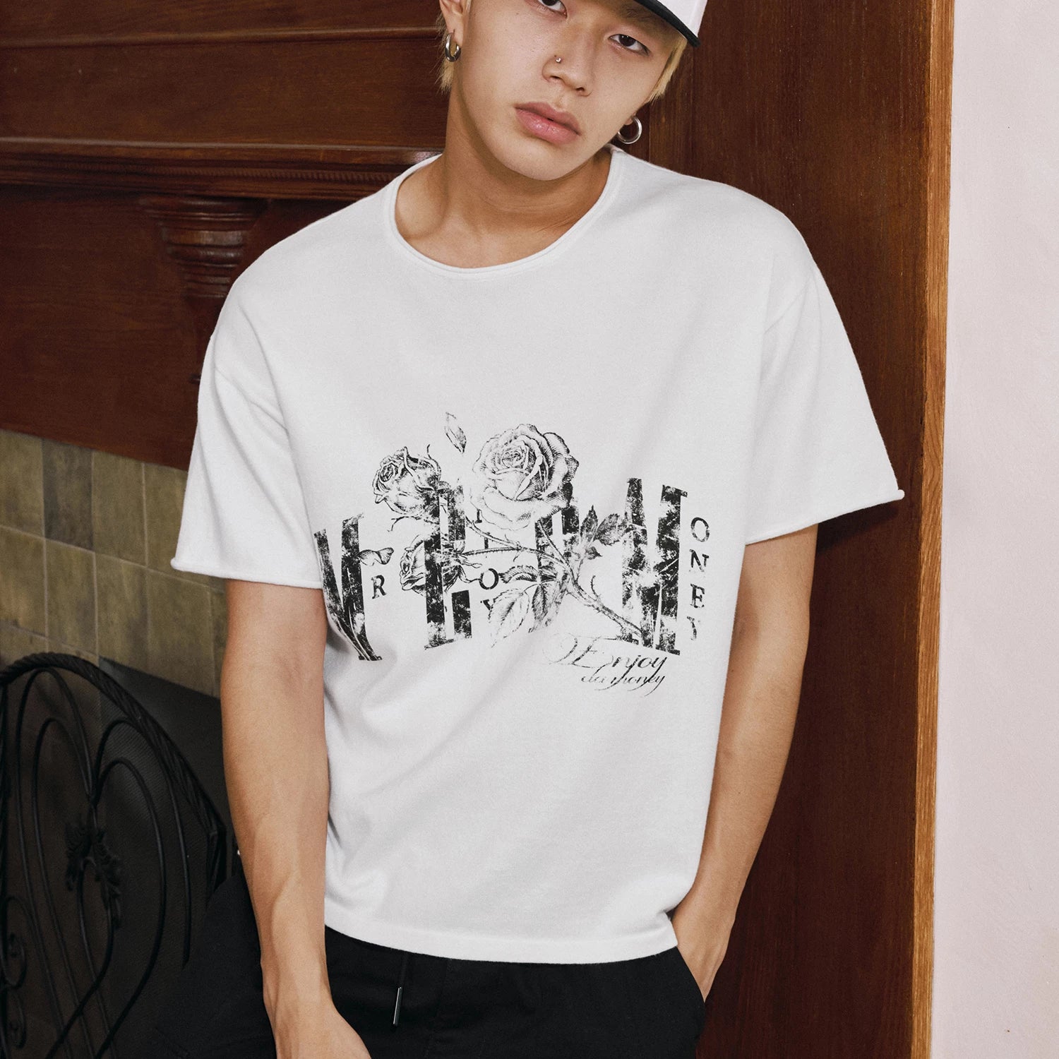 MEDM Rose Knitted Casual Round Neck Short Sleeve 2025 New Product Street Versatile Trendy Pure Cotton Loose Half Sleeve T-shirt