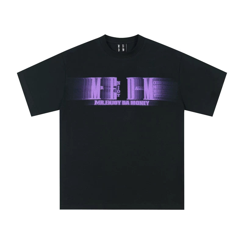 MEDM horizontal letter phantom ins contrasting short sleeved T-shirt men's print loose American pop brand hip-hop tee