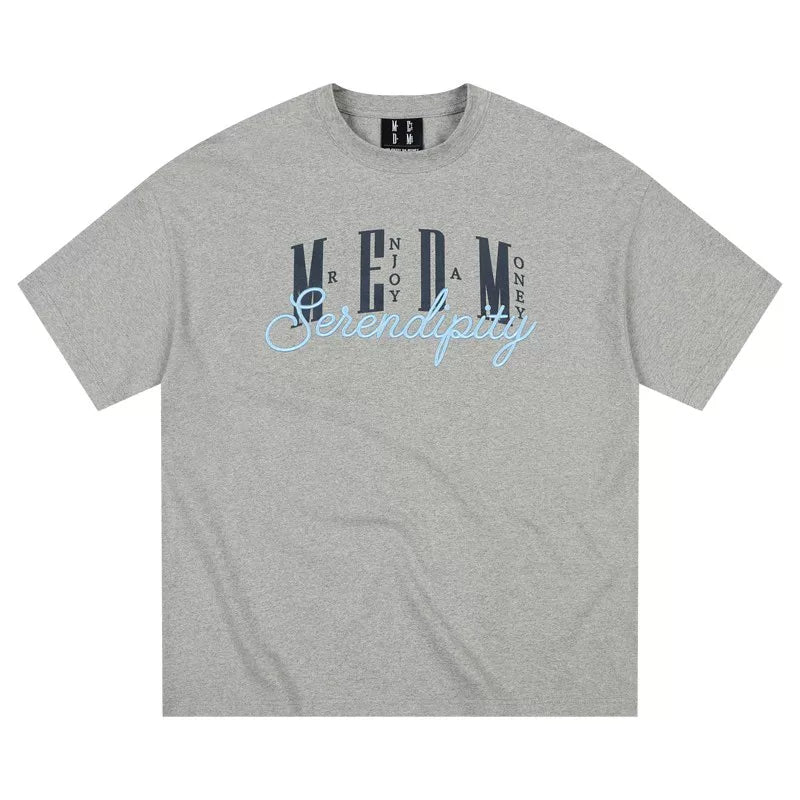 MEDM26SS 3D Embroidery Basic Set Pure Cotton Short Sleeve T-shirt for Men in Summer, Loose and Simple Round Neck Top for Women