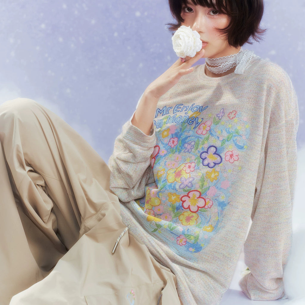 MEDM Dreaming Bubble DayDREAMING Graffiti Series Multi color Casual Long sleeved Hoodie Loose Round Neck Top