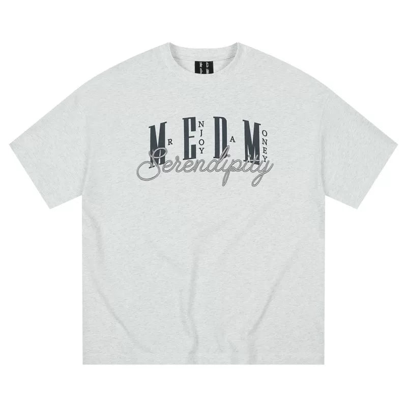 MEDM26SS 3D Embroidery Basic Set Pure Cotton Short Sleeve T-shirt for Men in Summer, Loose and Simple Round Neck Top for Women