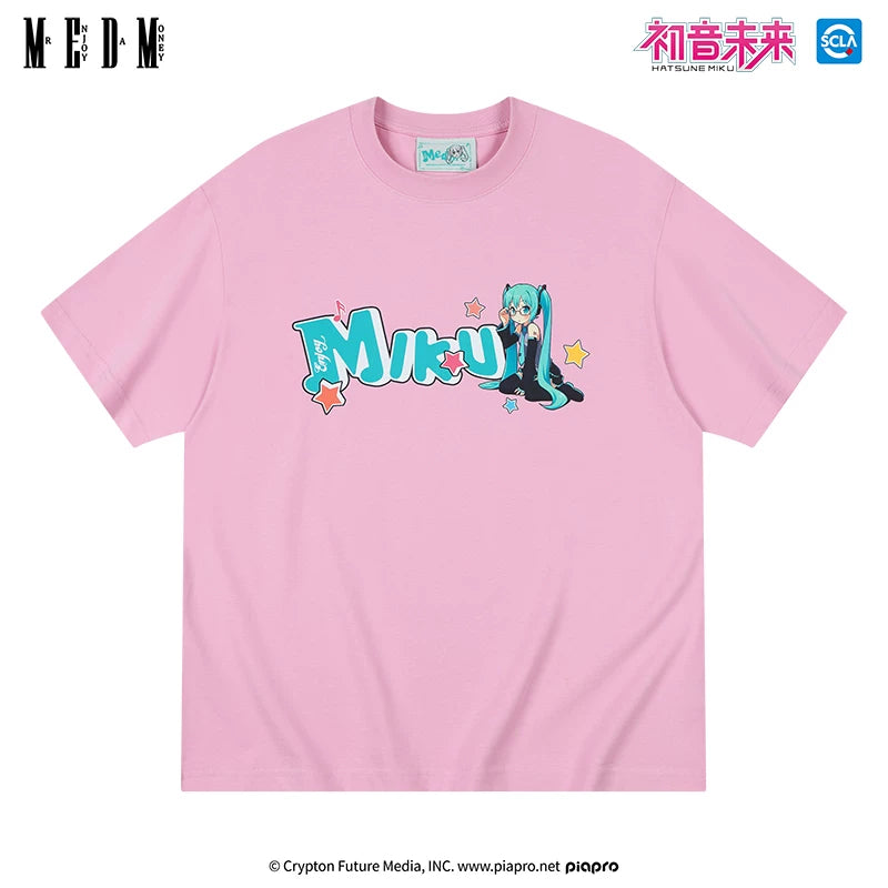 MEDMx Hatsune Miku Virtual Singer Short Sleeve Women's T-shirt 2025 New Summer American Design Casual Top