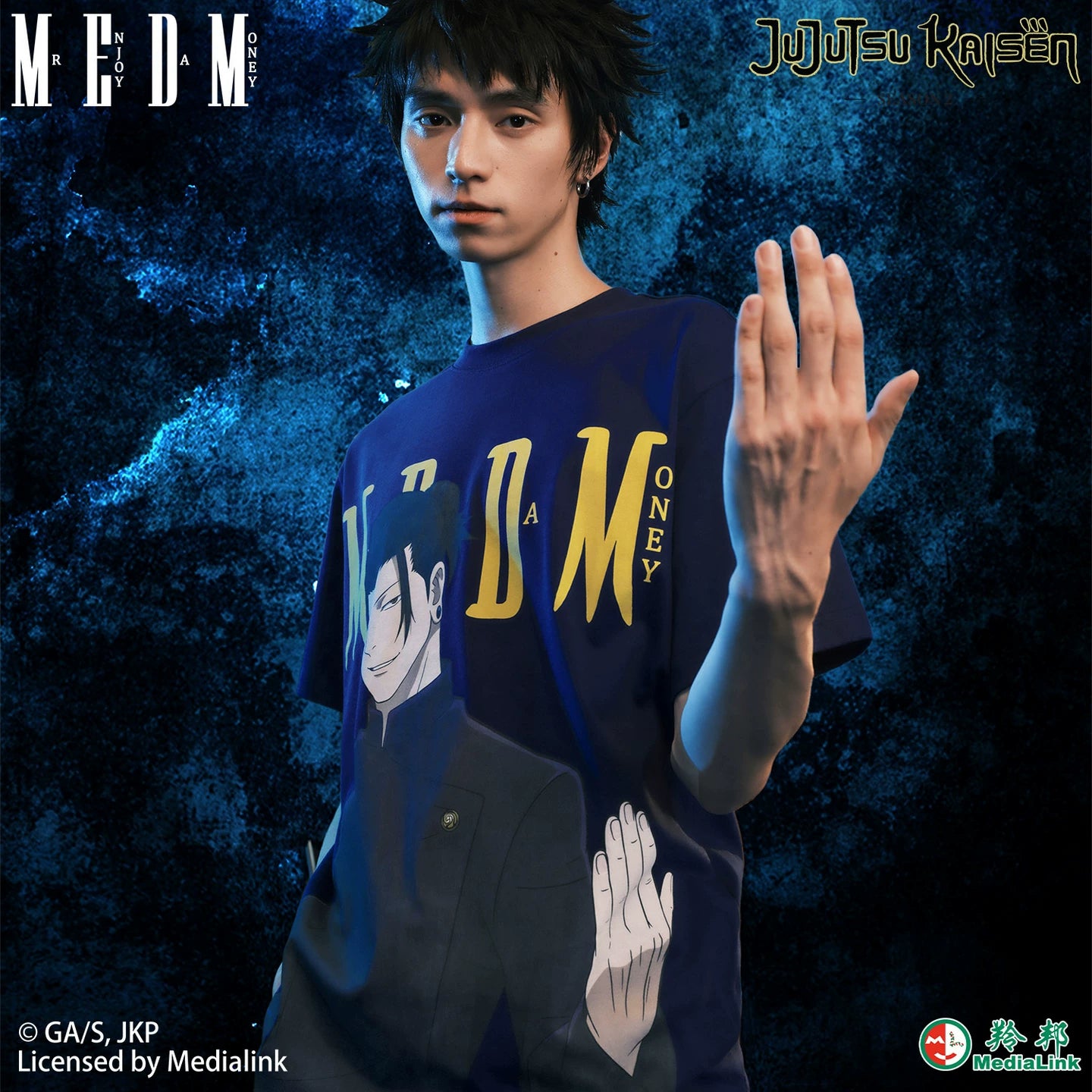 MEDM x Spell Battle Collaboration - Anime Character Printing Basic Casual Round Neck Short sleeved Men's and Women's T-shirts