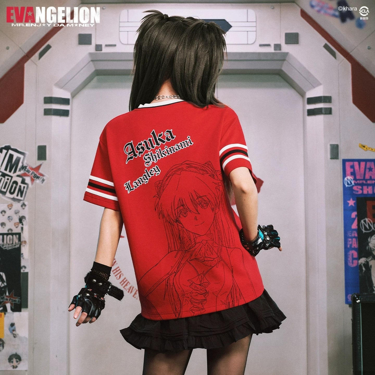 MEDMxEVA NEVER END series character sketch style embroidered print short sleeved personalized casual jersey T-shirt