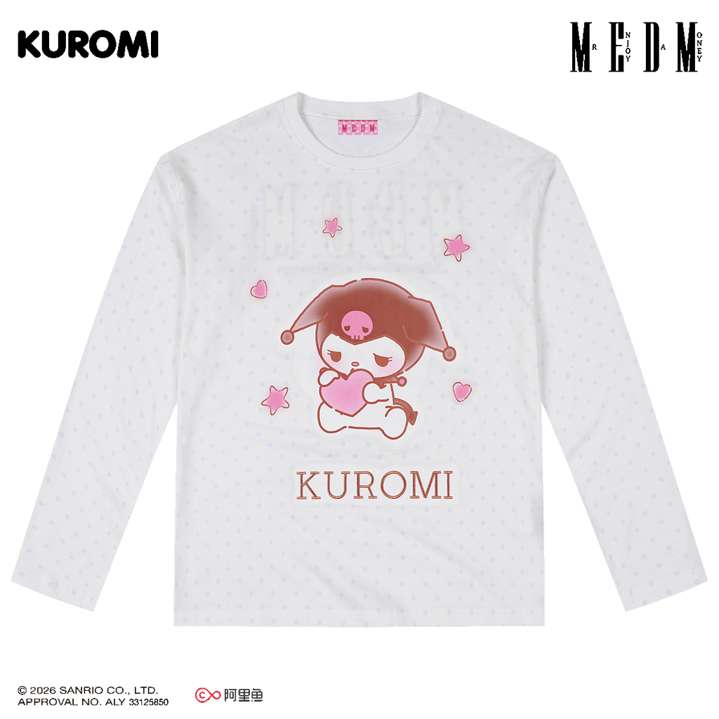MEDM × Sanrio Family Series Cool Lomi Full Print Casual Long Sleeve Hoodie with Embroidered Alphabet Top Trendy