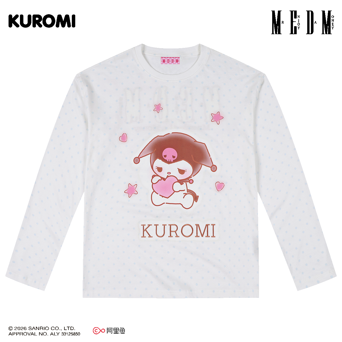 MEDM × Sanrio Family Series Cool Lomi Full Print Casual Long Sleeve Hoodie with Embroidered Alphabet Top Trendy