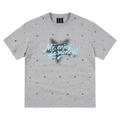 MEDM Full Star Wave Dot Color Hand drawn Word T-shirt Trendy Versatile Sweet Cool Style Casual Round Neck Short Sleeve Men and Women