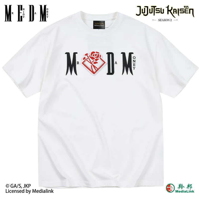 MEDM x Spell Battle Collaboration - Character ICON Velcro Casual Round Neck T-shirt Embroidered Letters Men's and Women's Short Sleeves