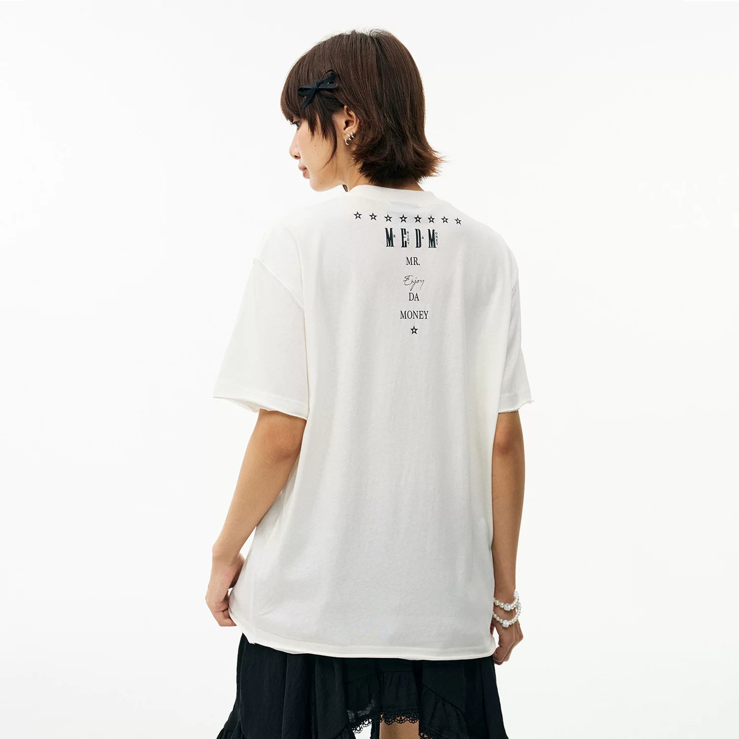 MEDM poetry collection layout printing casual round neck knitted short sleeved trendy American lazy feeling unisex T-shirt summer