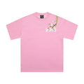 MEDM Wall Climbing Flower Daisy Embroidery Short Sleeve T-shirt for Men's Summer Trendy Brand American Hip Hop Loose Casual T-shirt