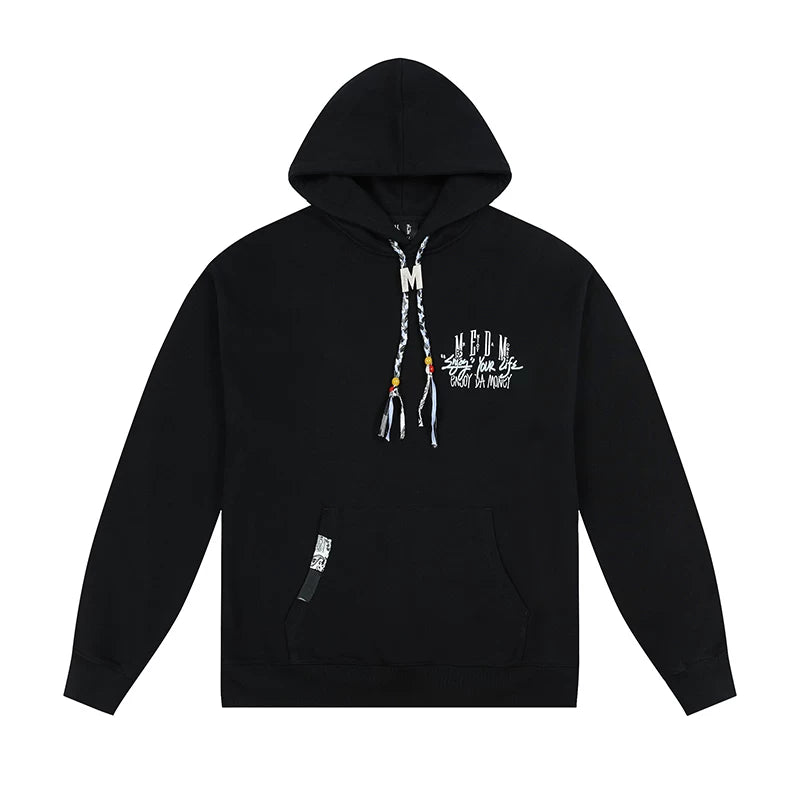 MEDM Trendy Brand M Button Woven Rope Hoodie Men's Spring and Autumn China-Chic Design Street Retro Casual Hoodie