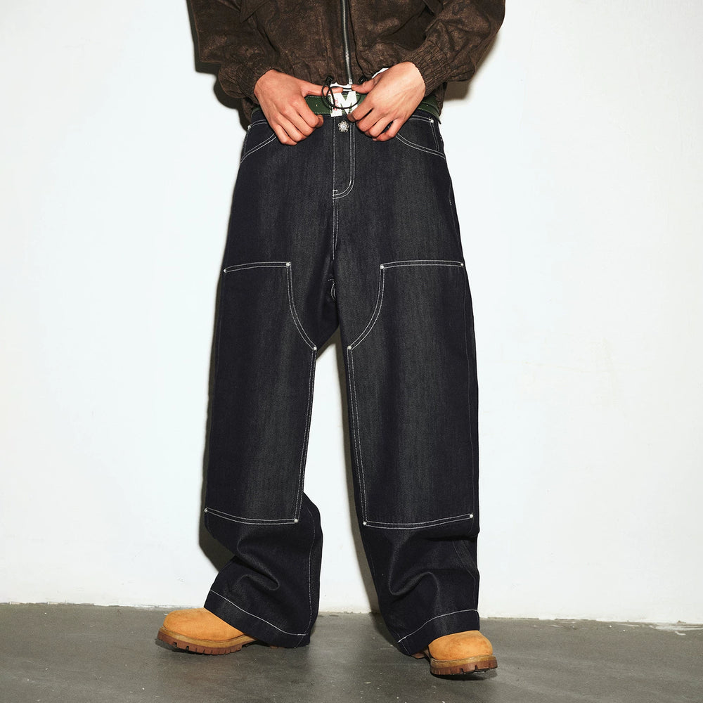 MEDM casual straight tube stiff vintage casual jeans spring American street versatile loose workwear pants men