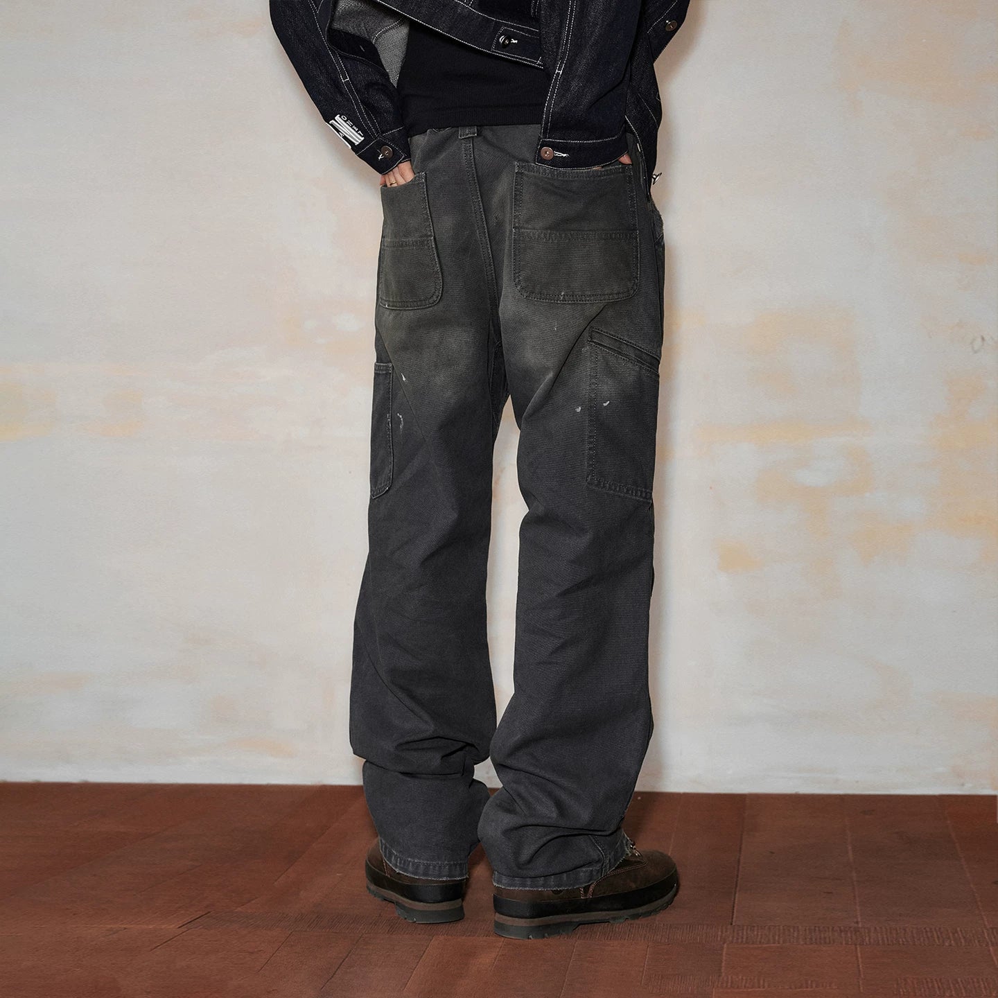 MEDM Spring and Autumn ripped washed casual zipper work pants with American street design sense, unisex straight leg pants