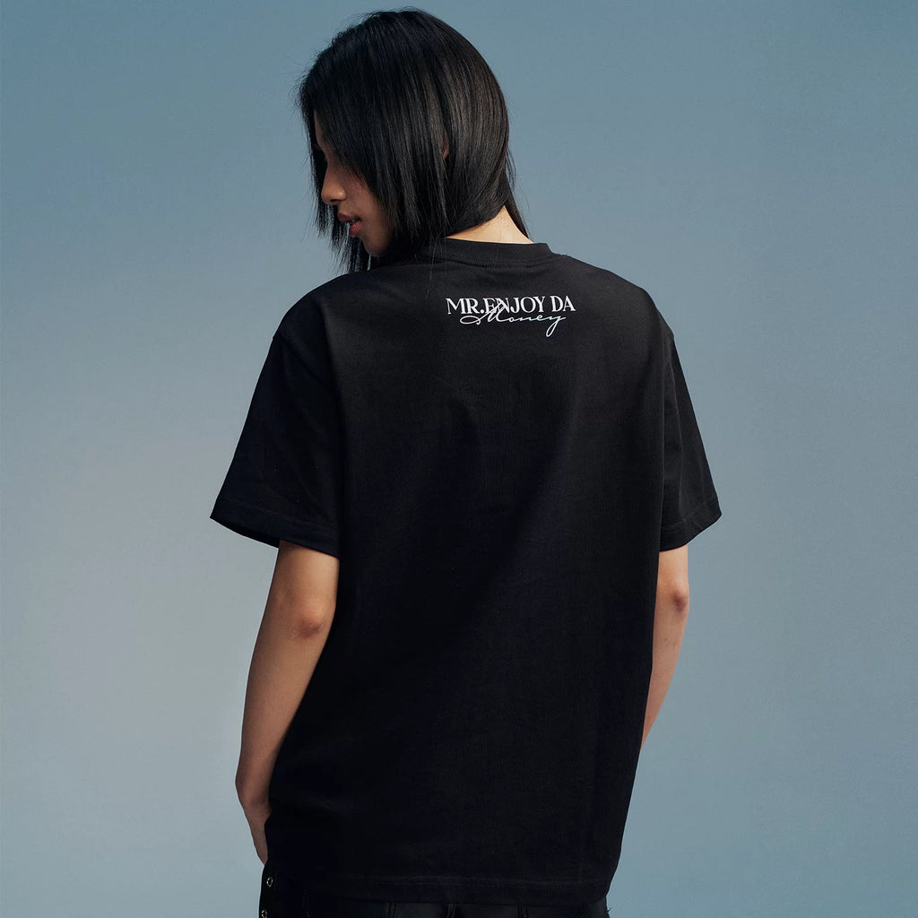 MEDM new gradient logo with diamond print casual round neck T-shirt for summer street glitter loose short sleeved men and women