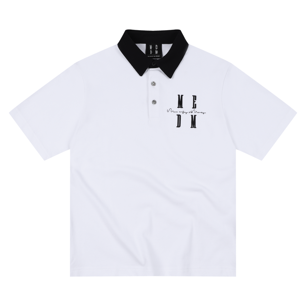 MEDM basic color blocking three-dimensional embroidery logo casual polo collar short sleeved summer trend simple loose short sleeved men