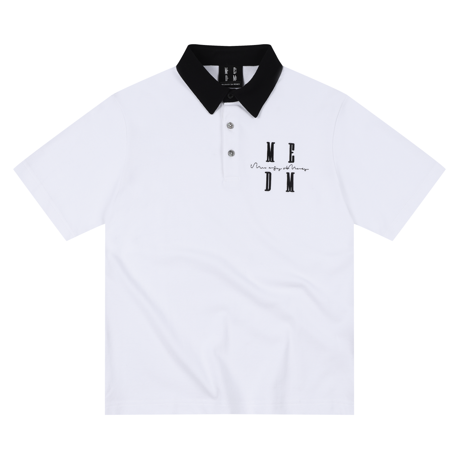MEDM basic color blocking three-dimensional embroidery logo casual polo collar short sleeved summer trend simple loose short sleeved men