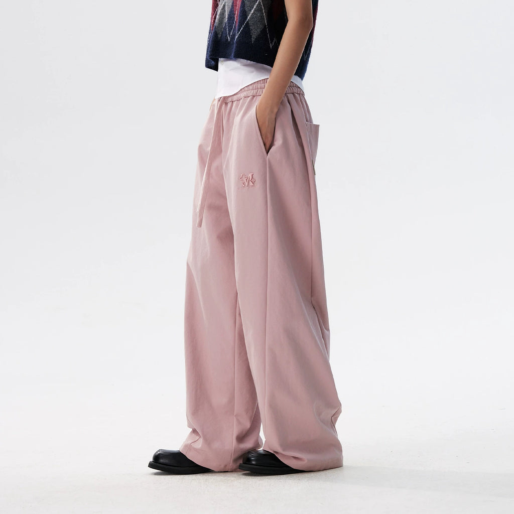 MEDM deconstructive splicing basic drawstring casual pants for men and women, American style simple and versatile wide leg loose pants for spring and autumn