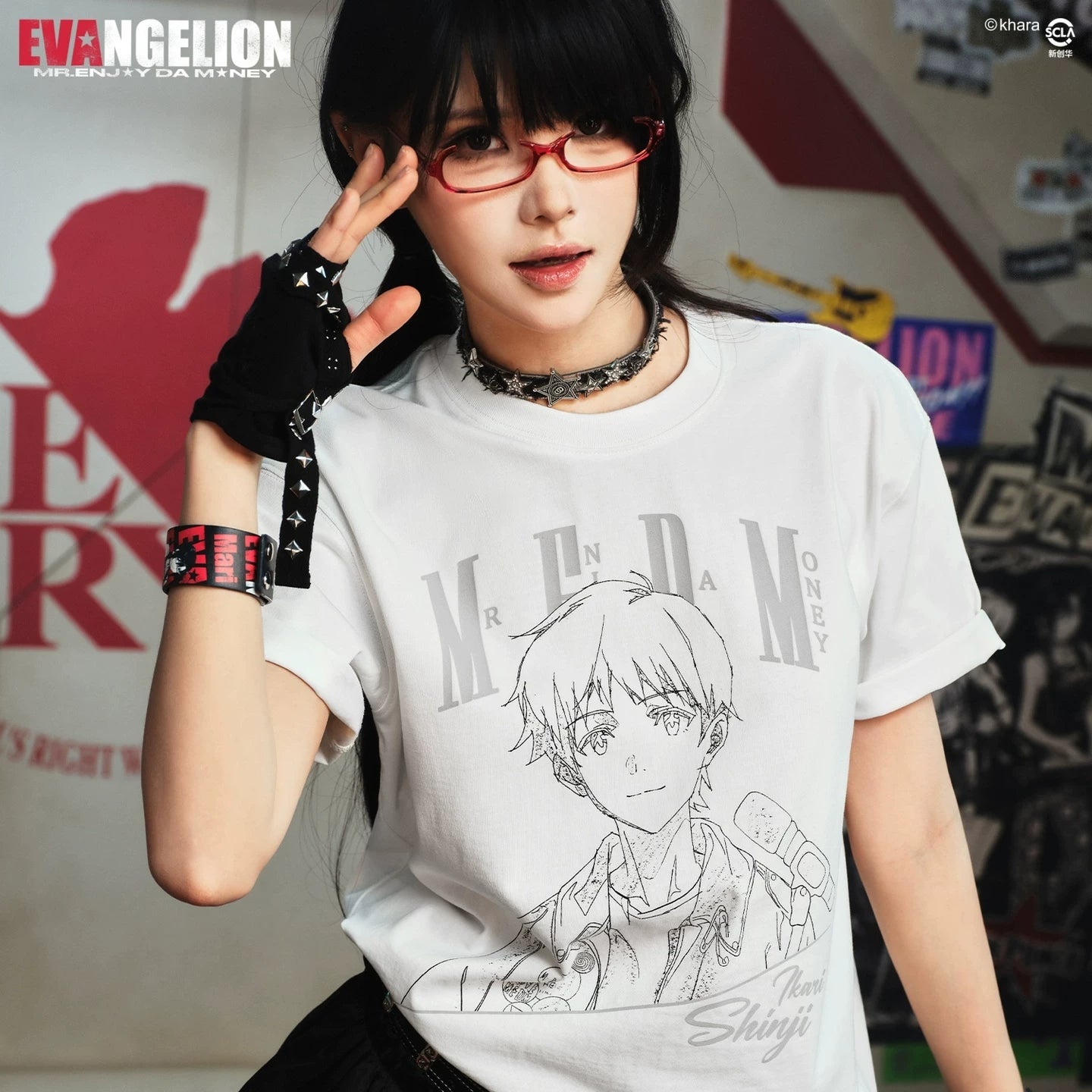 MEDMxEVA NEVER END series character half body sketch style basic casual short sleeved personalized versatile T-shirt