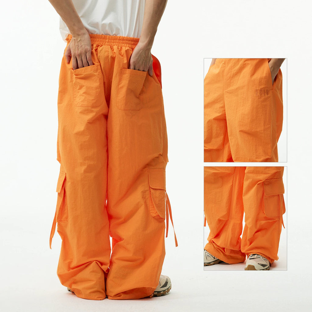 MEDM waterproof sport quick drying loose parachute pants trend multi pocket logo embroidery wide leg casual pants summer