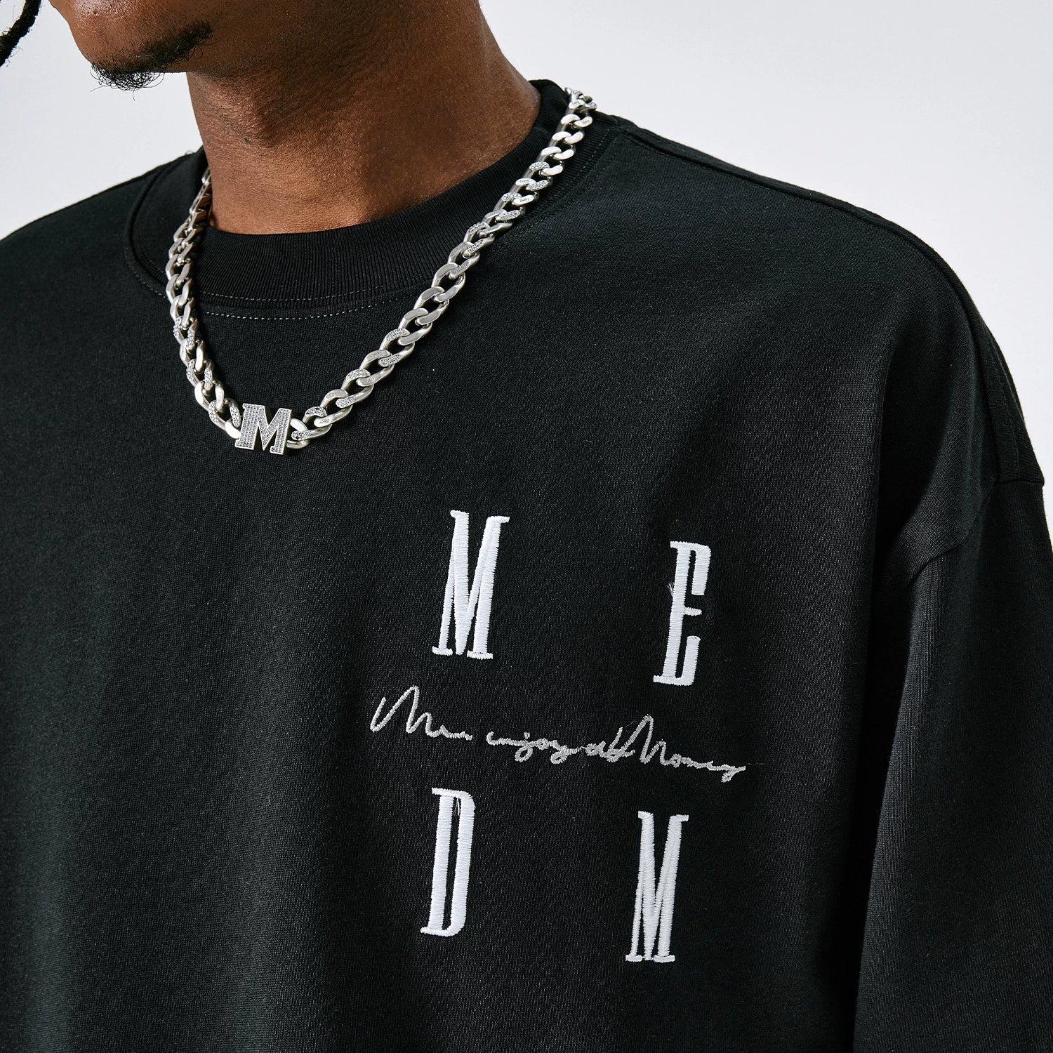 MEDM long sleeve embroidered T-shirt China-Chic brand LOGO top Wang Hedi's same spring and autumn loose T-shirt