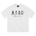 MEDM26SS Ice Rose Embroidered Nail Bead Printed LOGO Short sleeved Men's T-shirt American Retro Summer Top Trendy