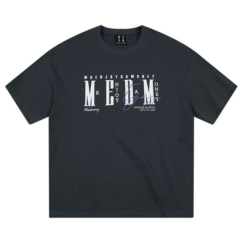 MEDM26SS basic logo layout short sleeved men's retro American casual round neck top women's trendy brand summer T-shirt