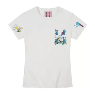 MEDM collaboration short sleeved T-shirt NEWMASS collaboration top summer trendy brand women's tee creative letter printed T-shirt American casual short sleeved top