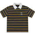 MEDM color blocked striped polo three-dimensional shell embroidery casual round neck short sleeved classic design loose couple T-shirt
