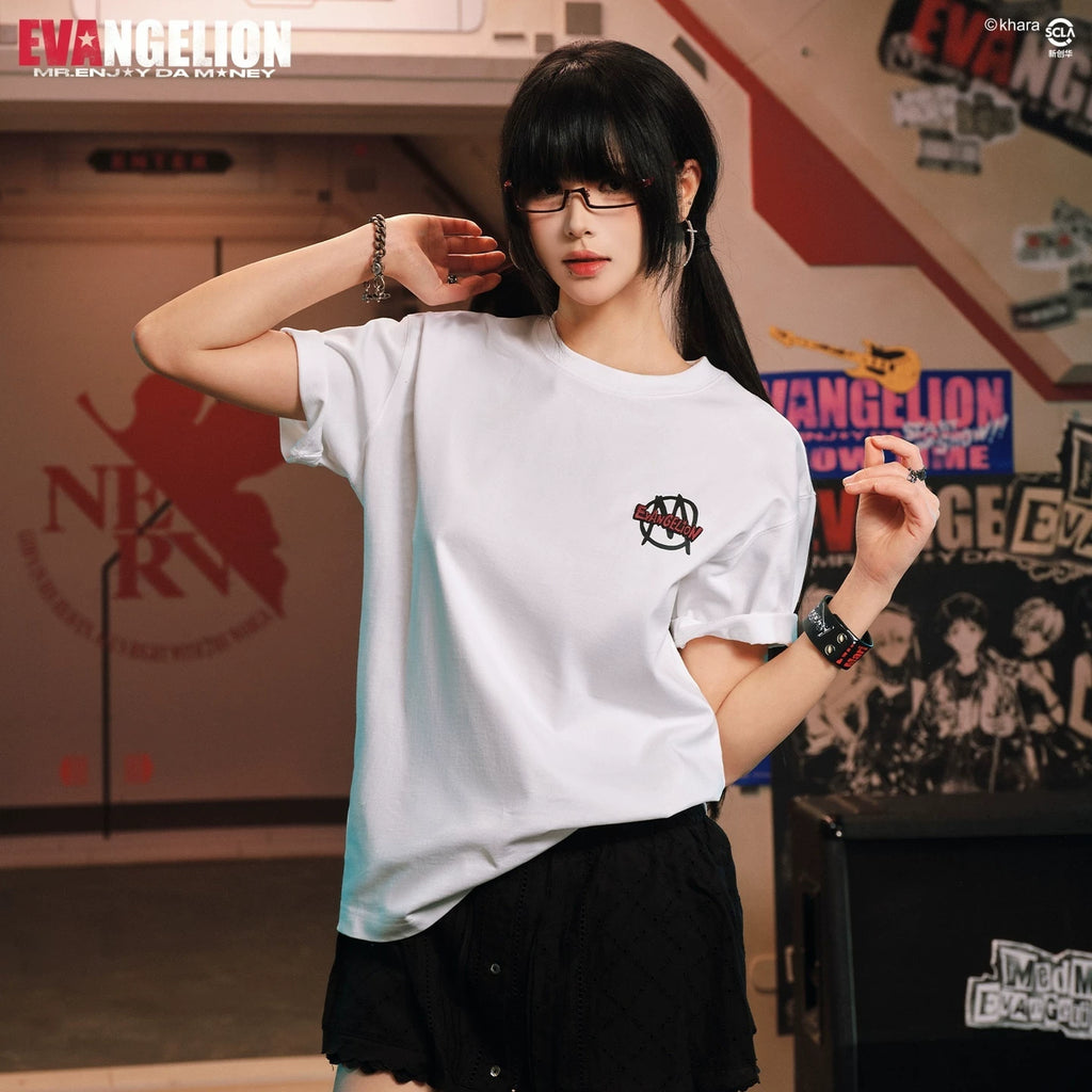 MEDMxEVA NEVER END series Q-version group image pentagram print casual short sleeved trendy round neck T-shirt for summer