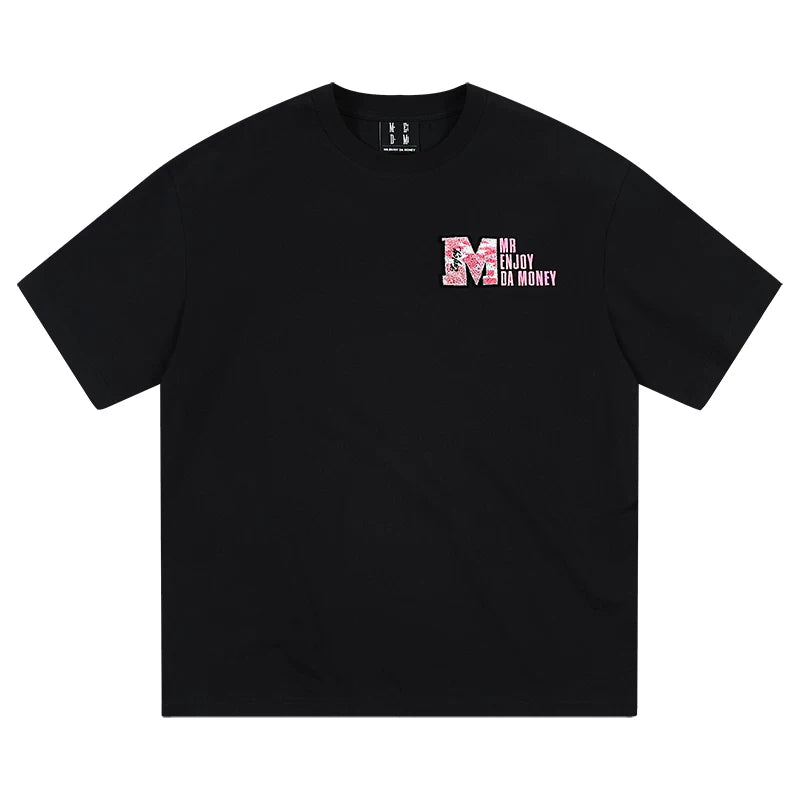 MEDM26SS Large M Camouflage Toothbrush Embroidered Short Sleeve Men's Trendy Brand Casual T-shirt American Hip Hop Top Women's Summer T-shirt